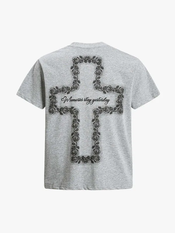 Rose Cross Slogan Graphic T-Shirt made by Thesupermade