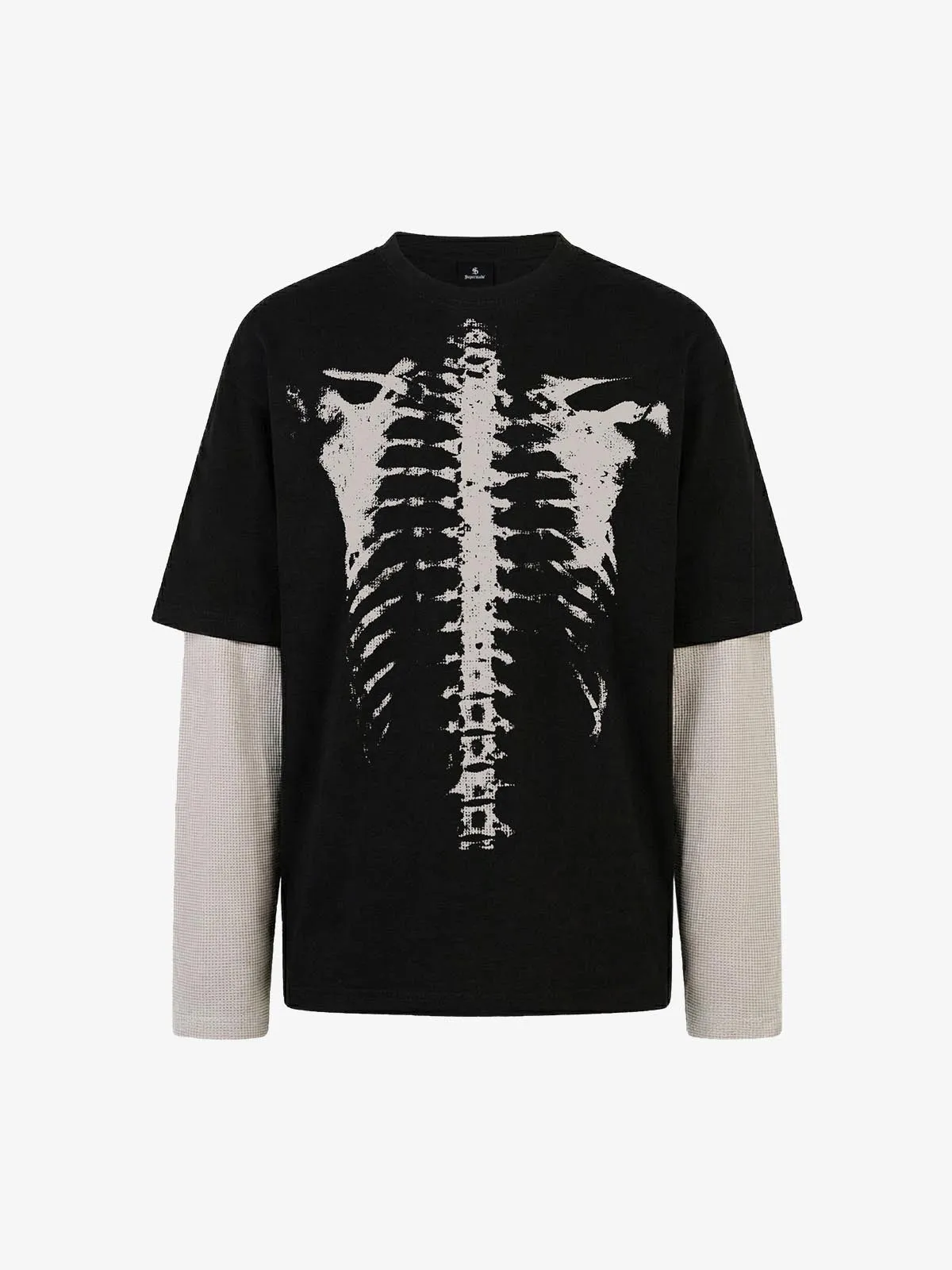 Waffle Knit Skeleton Graphic Layered T-Shirt sold by Thesupermade