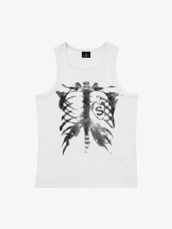 Skeleton Rib Cage Graphic Tank Top made by Thesupermade