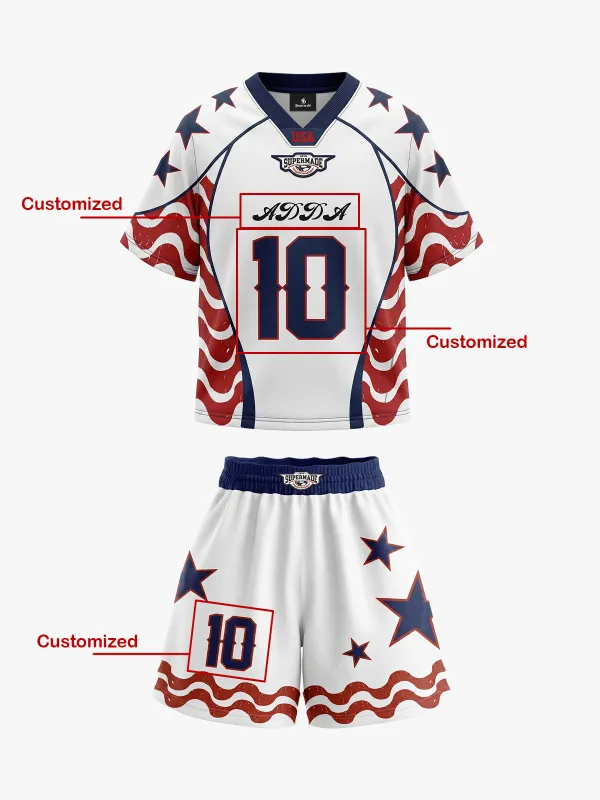 American-Style Star and Flag Stripe Prints Custom Jersey Set made by Thesupermade