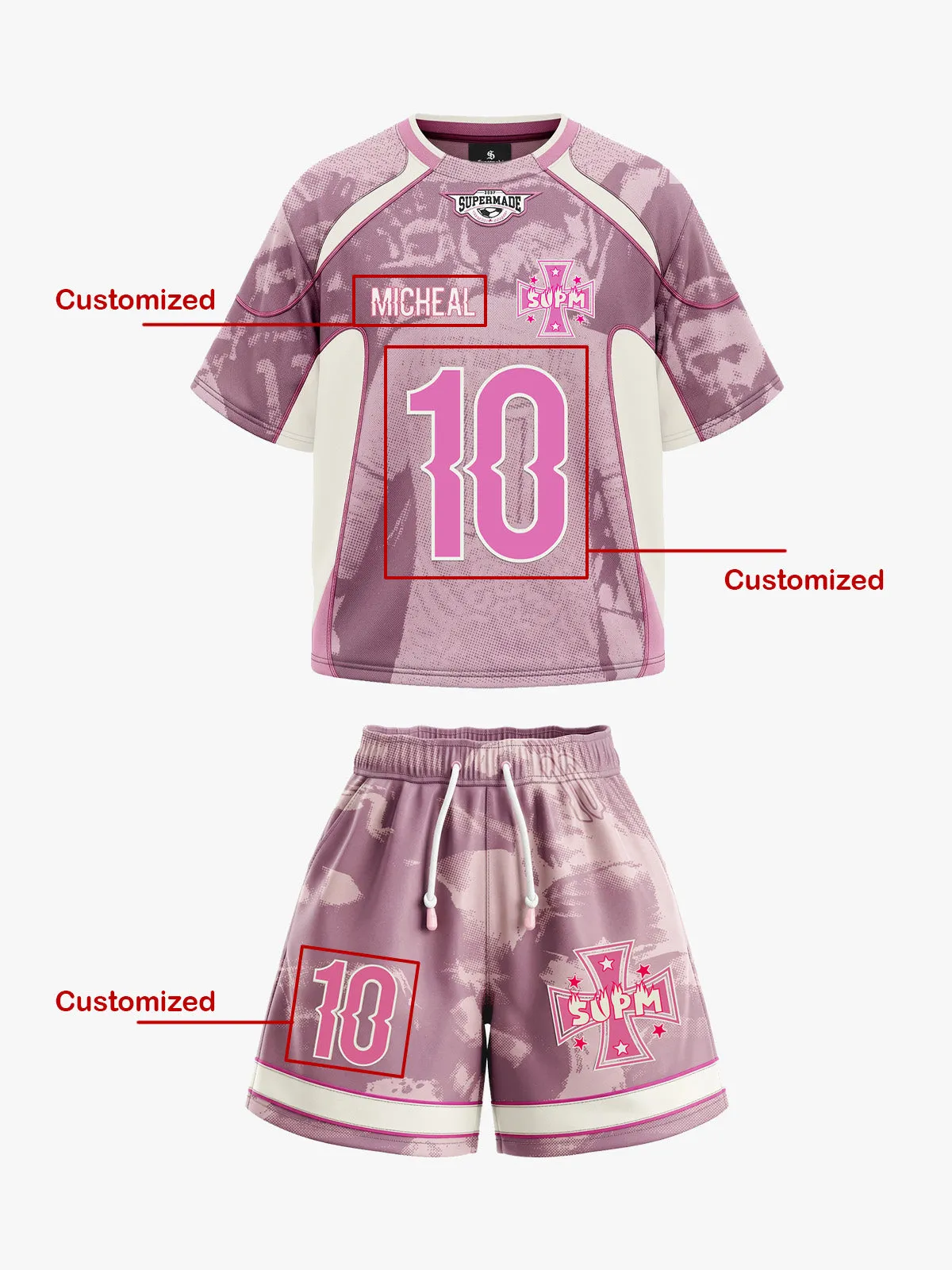 Retro Print Pink Custom Jersey Set - 2621 sold by Thesupermade