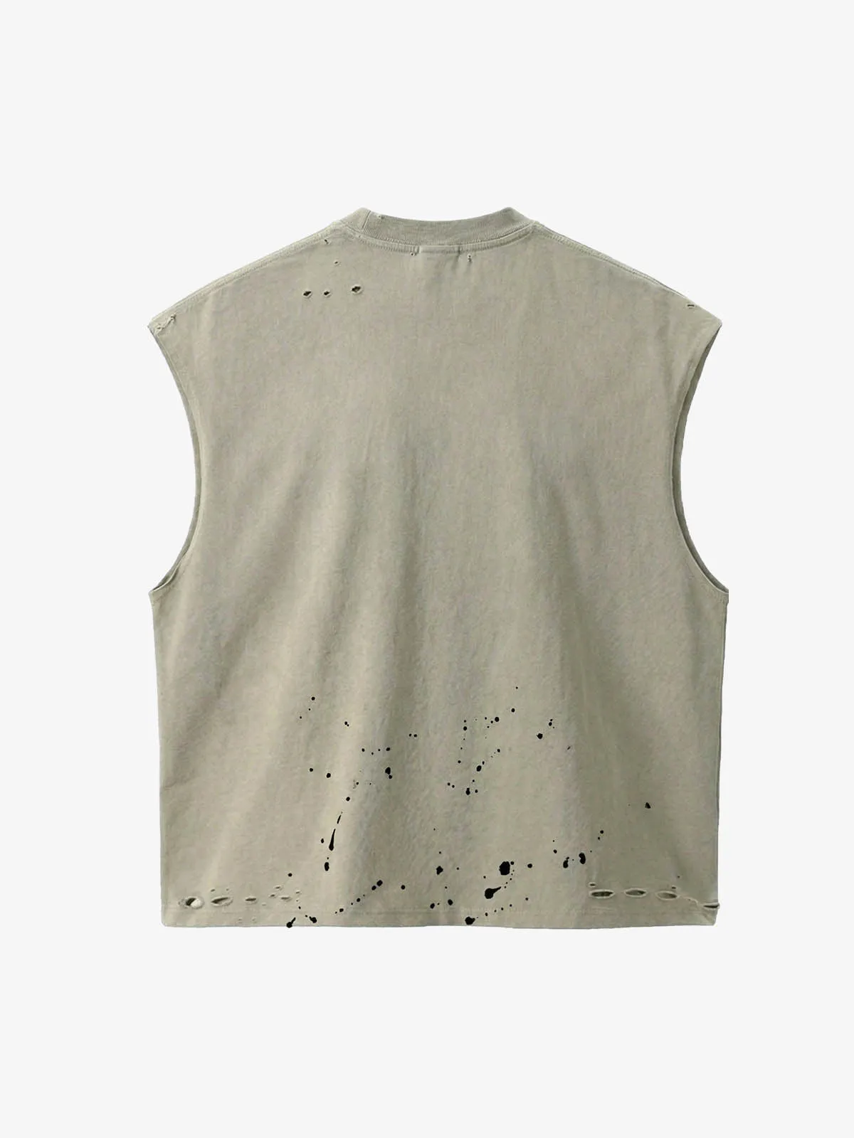 Distressed Graphic Sleeveless Cotton Vest sold by Thesupermade product image thumbnail 2