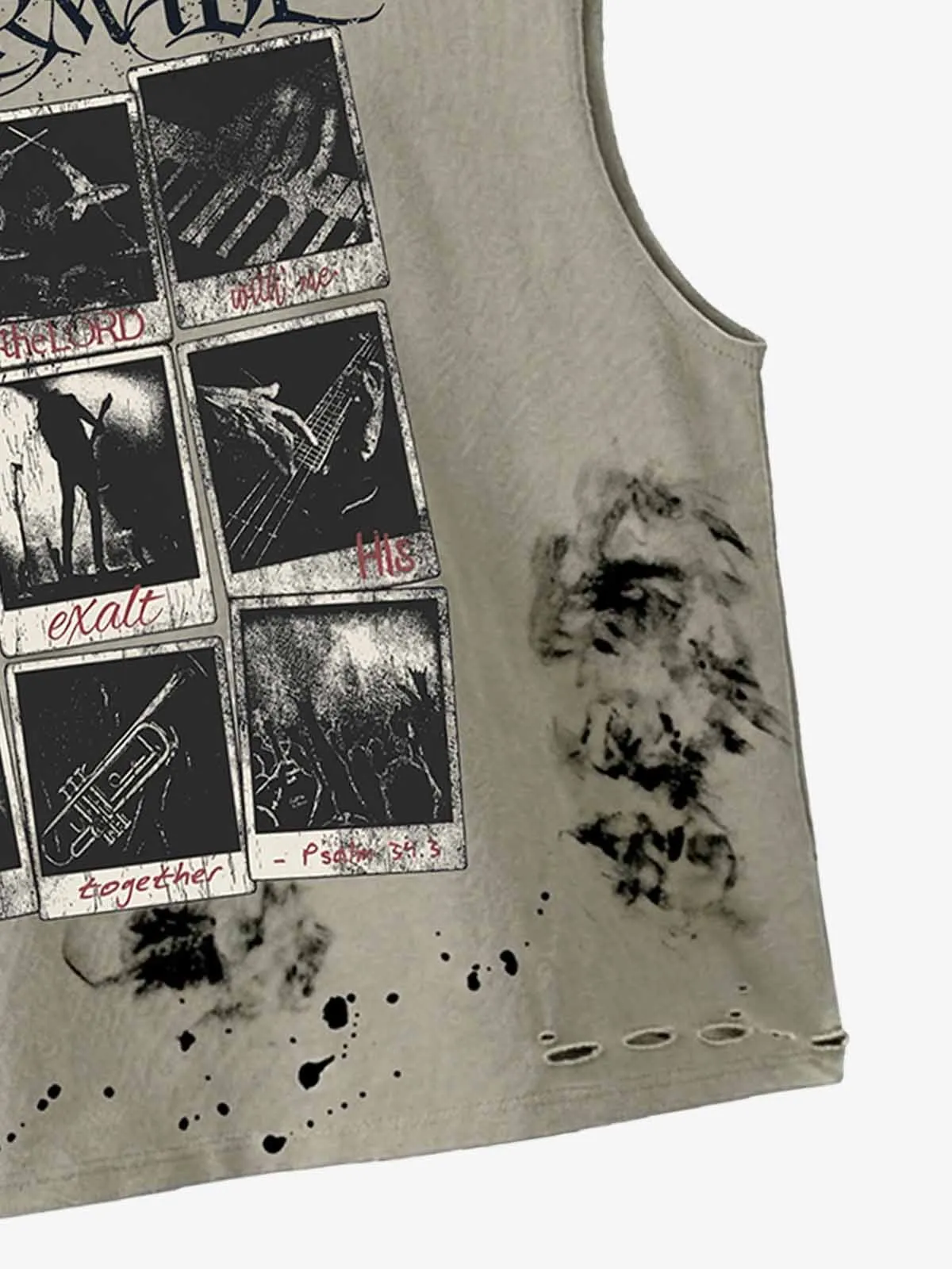Distressed Graphic Sleeveless Cotton Vest sold by Thesupermade product image thumbnail 4