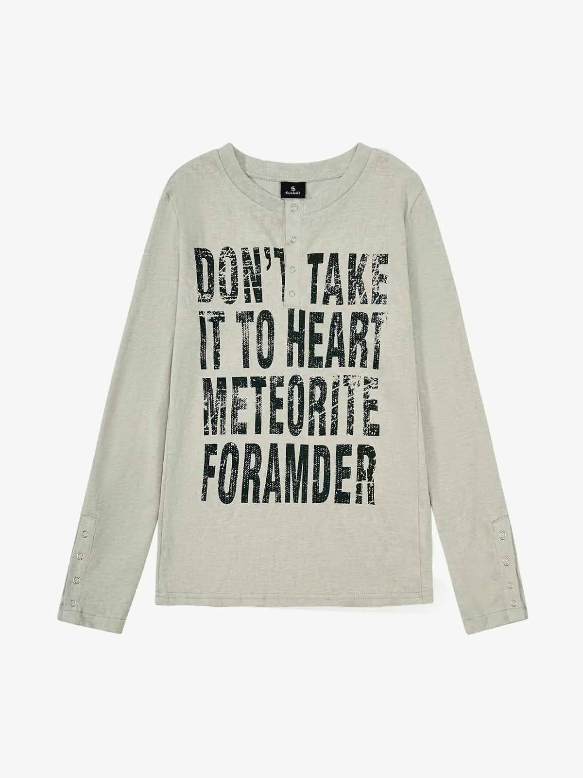 Vintage Grunge Text Print Henley Long Sleeve T-Shirt sold by Thesupermade product image thumbnail 2