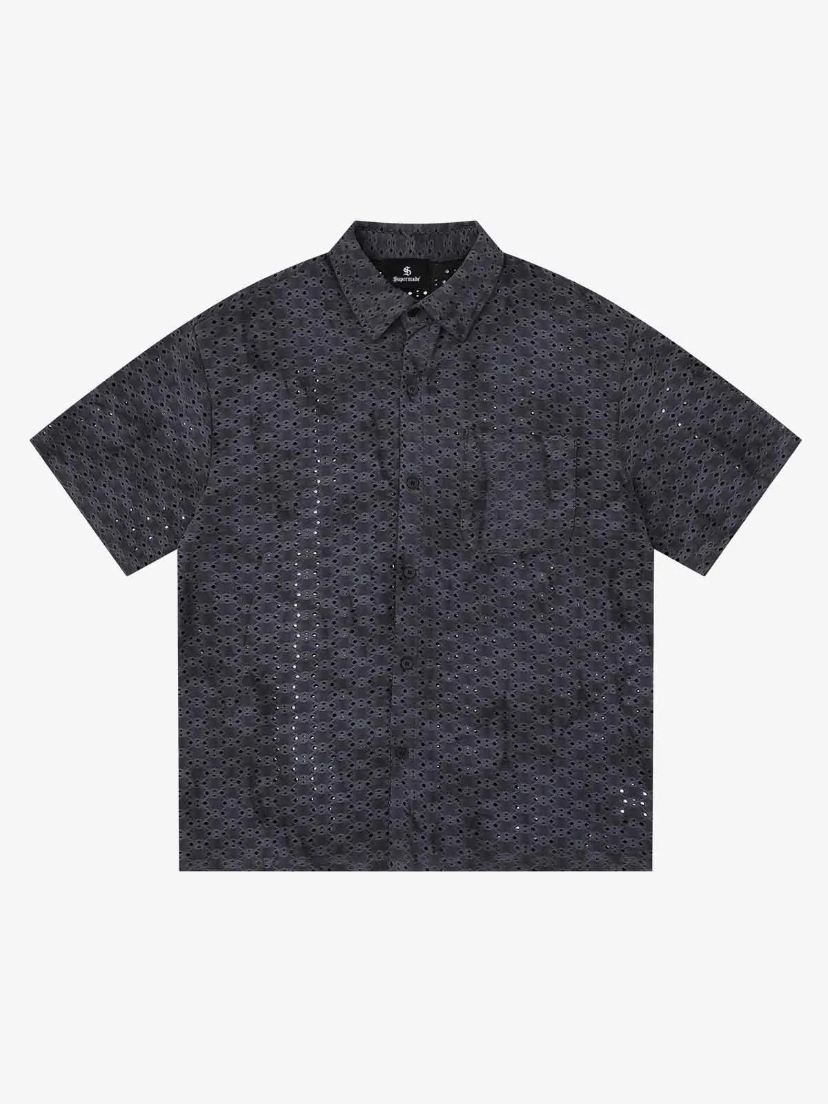 Perforated Acid-Wash Short Sleeve Shirt sold by Thesupermade product image thumbnail 2