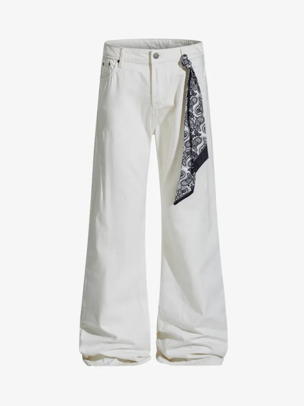 Bandana Accent Cream Flare Pants made by Thesupermade