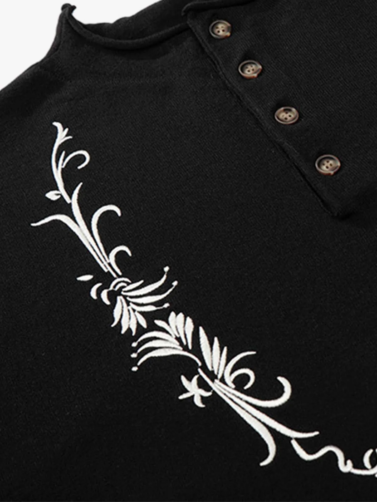 Graphic Floral Knit Henley T-Shirt sold by Thesupermade product image thumbnail 5