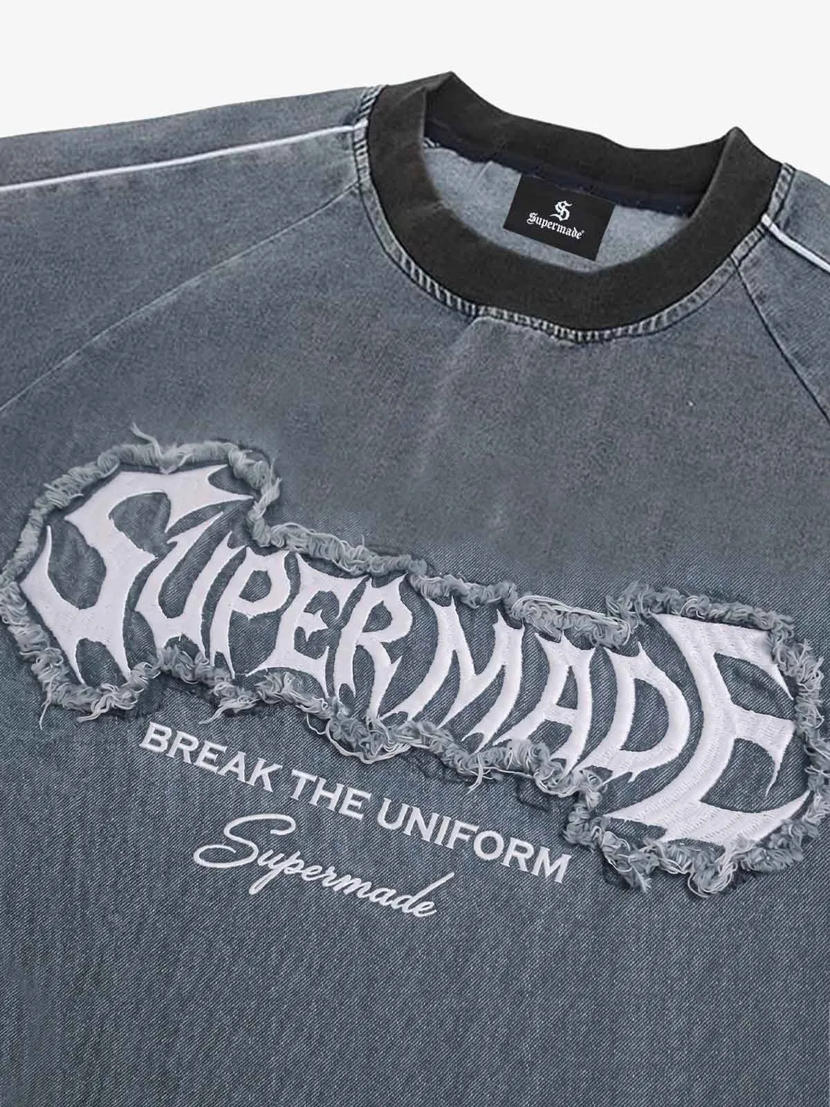 Raw-Edge Appliqué Acid-Wash T-Shirt sold by Thesupermade product image thumbnail 5