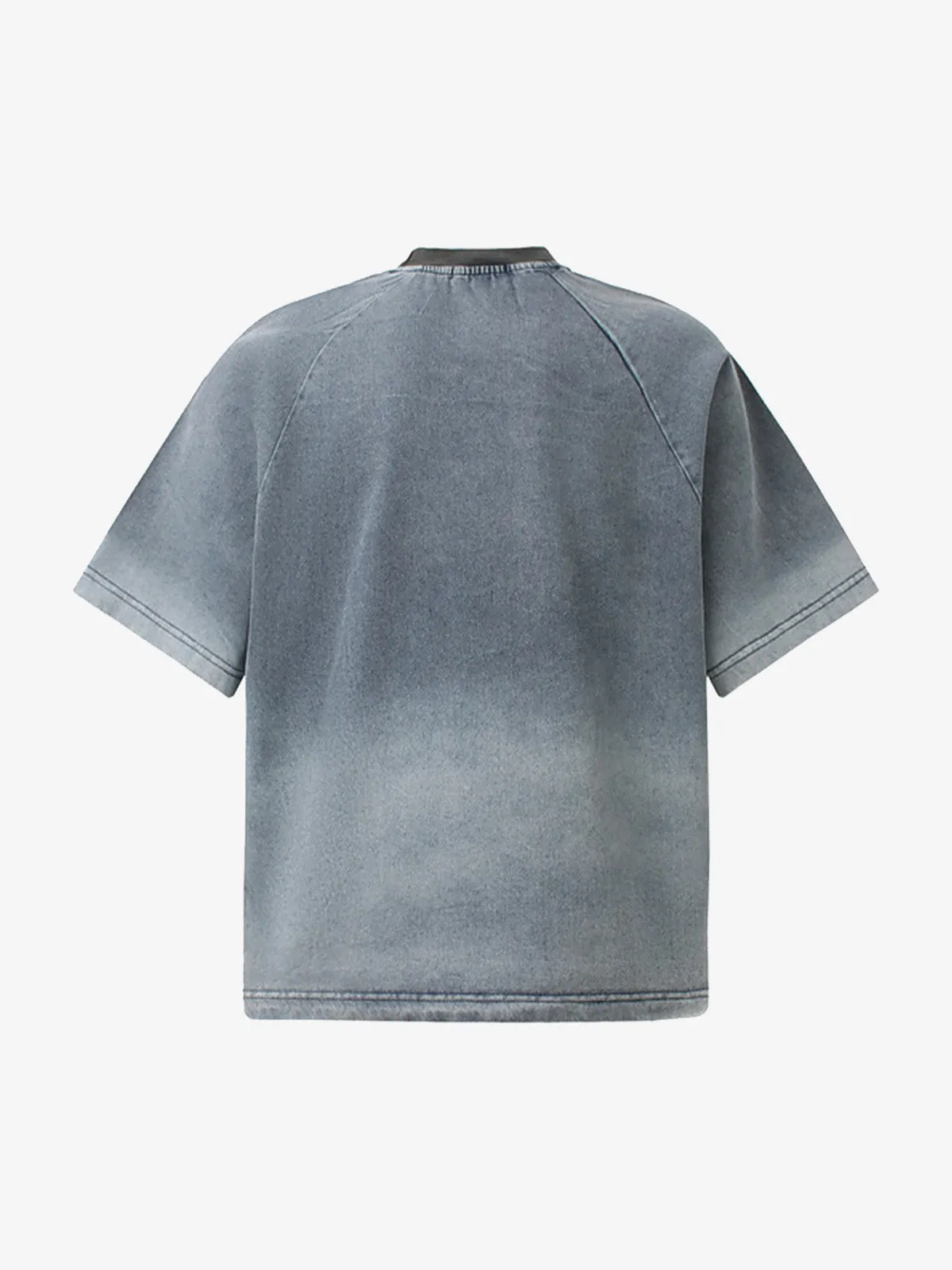 Raw-Edge Appliqué Acid-Wash T-Shirt sold by Thesupermade product image thumbnail 3
