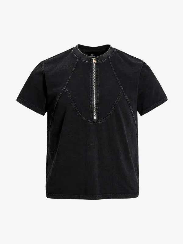 Acid Wash Half Zip T-Shirt made by Thesupermade