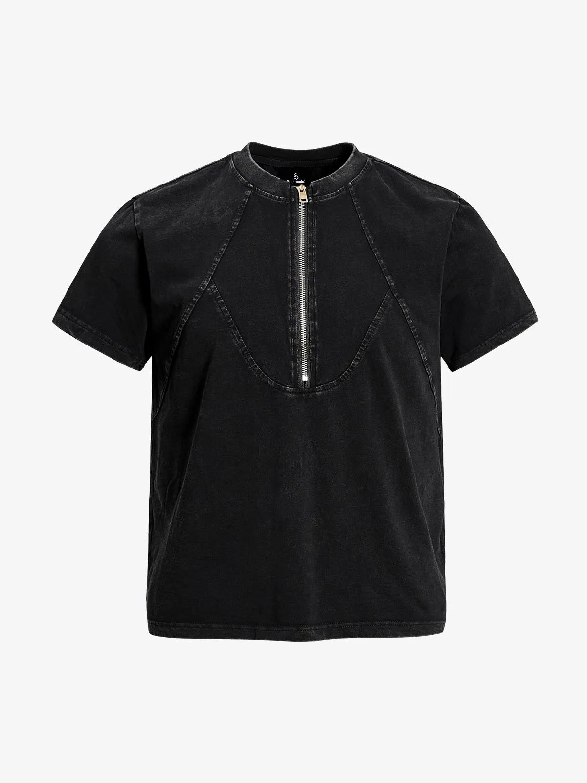 Acid Wash Half Zip T-Shirt sold by Thesupermade