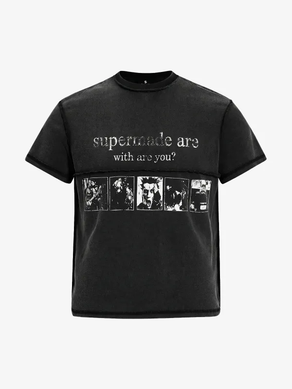 Washed Graphic Deconstructed Punk T-Shirt made by Thesupermade
