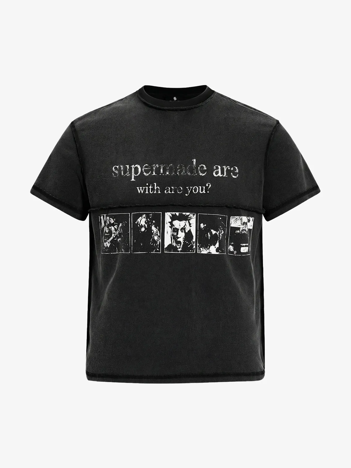 Washed Graphic Deconstructed Punk T-Shirt sold by Thesupermade