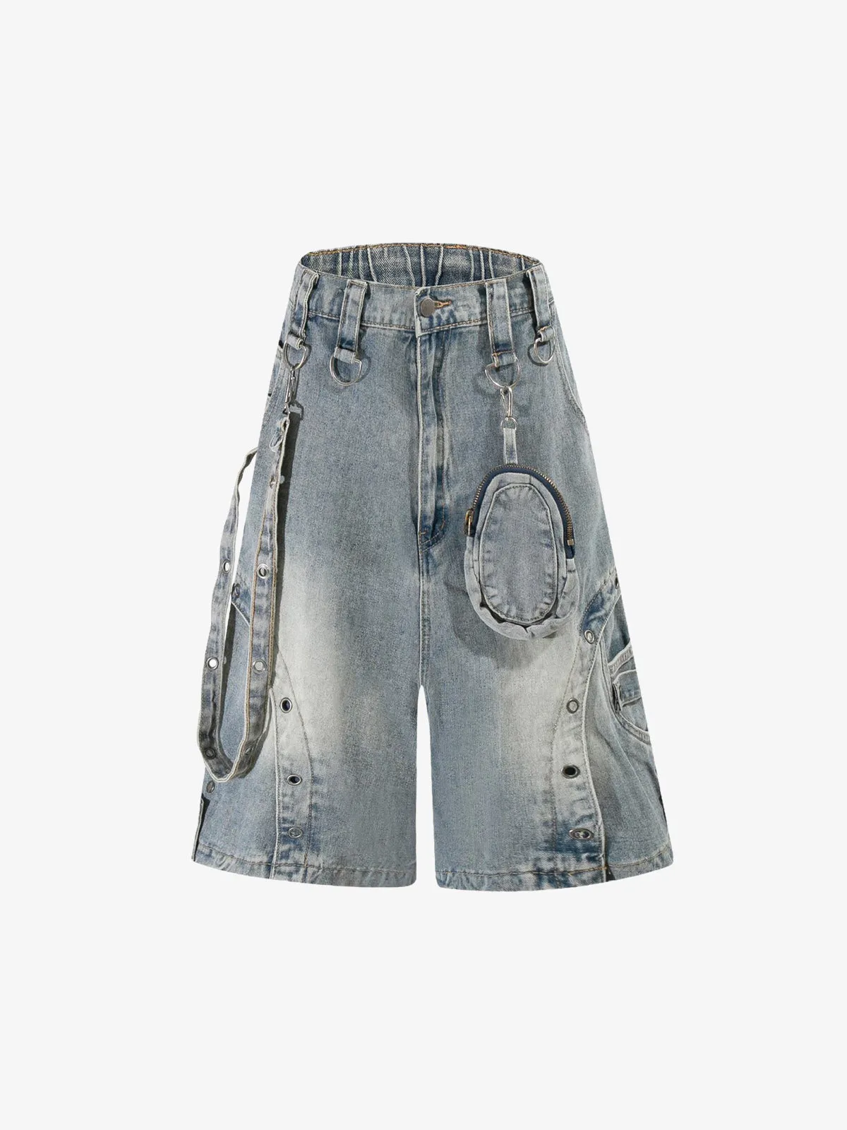 Multi-Hardware Baggy Denim Jorts sold by Thesupermade