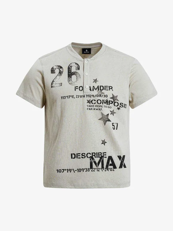 Vintage Coordinate Graphic Henley T-Shirt made by Thesupermade