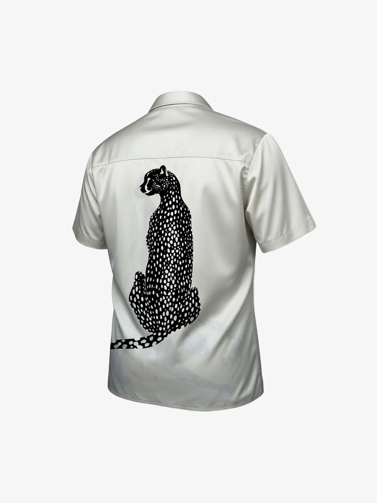 Double Cheetah Graphic Satin Cuban Shirt sold by Thesupermade product image thumbnail 2