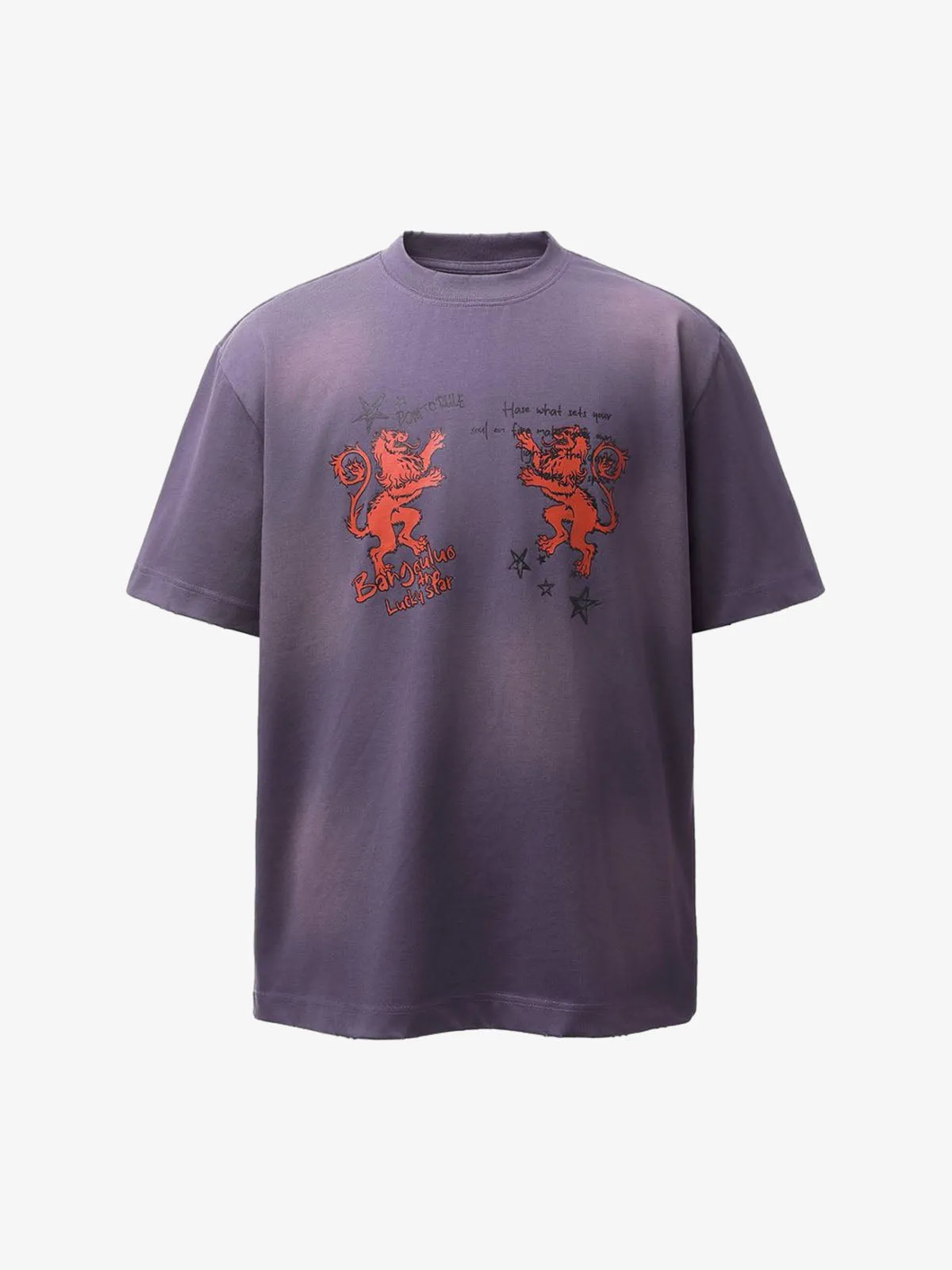 Heraldic Lion Acid-Wash Jersey T-Shirt sold by Thesupermade