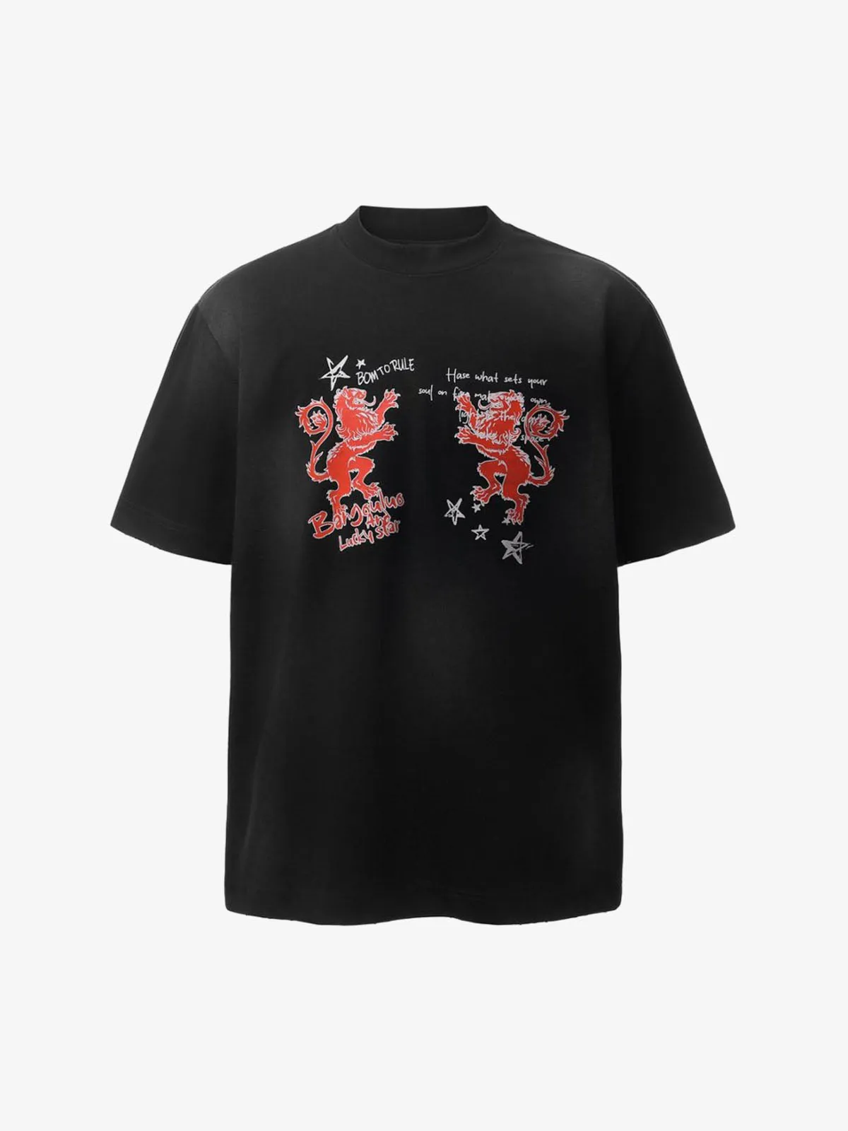Heraldic Lion Acid-Wash Jersey T-Shirt sold by Thesupermade product image thumbnail 3