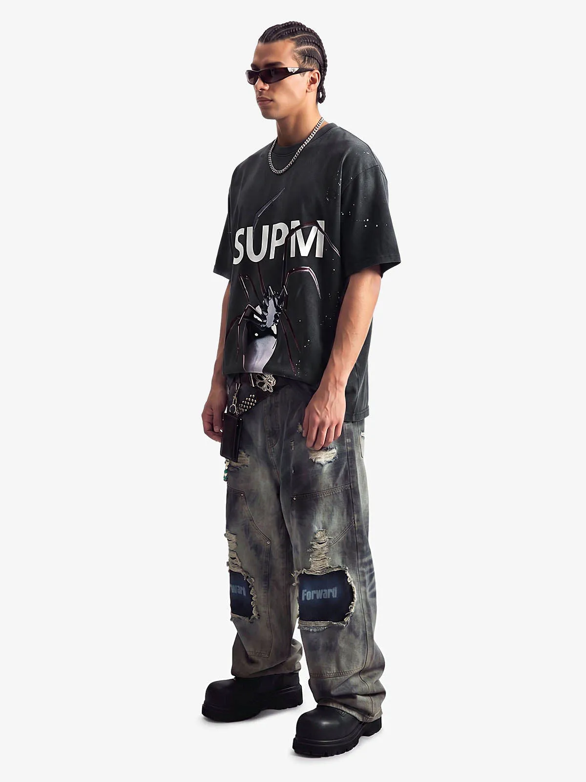 Vintage Spider Graphic Washed T-Shirt sold by Thesupermade product image thumbnail 4