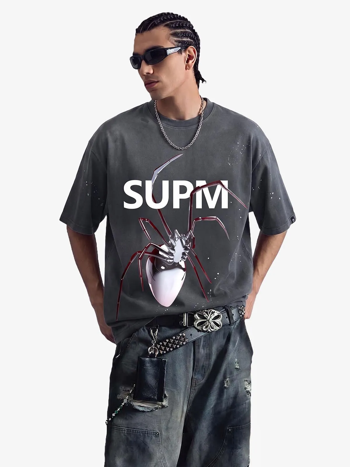 Vintage Spider Graphic Washed T-Shirt sold by Thesupermade