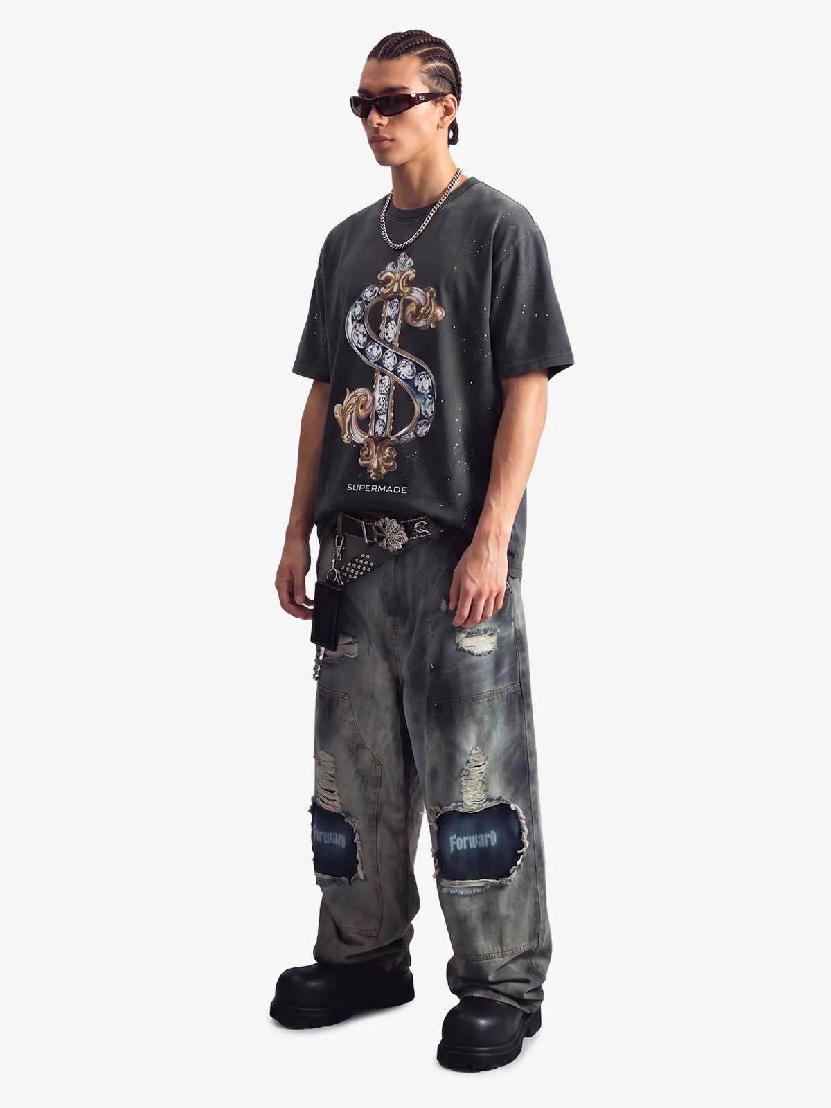 Vintage Rhinestone Dollar Graphic T-Shirt sold by Thesupermade product image thumbnail 3