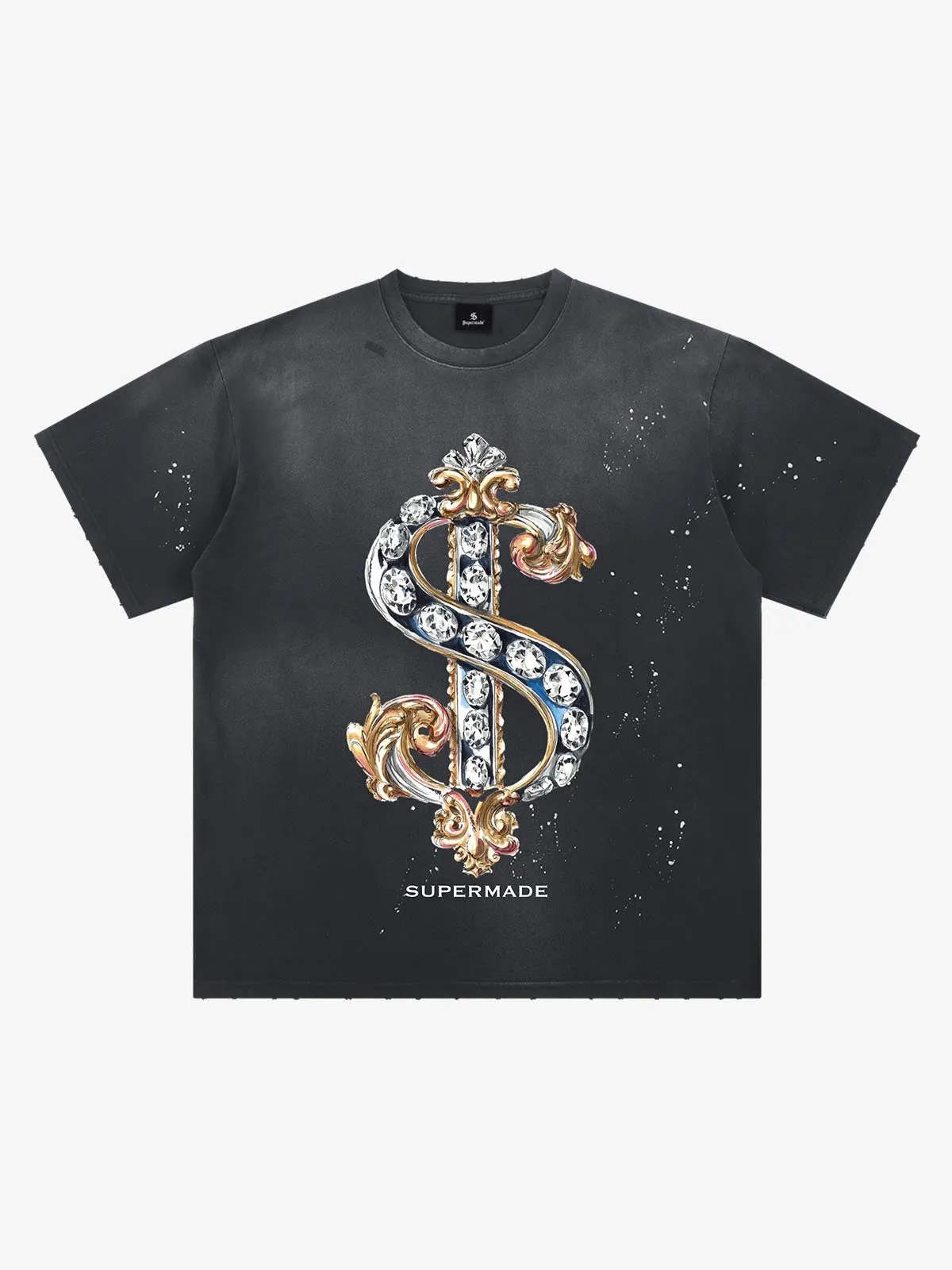 Vintage Rhinestone Dollar Graphic T-Shirt sold by Thesupermade product image thumbnail 2