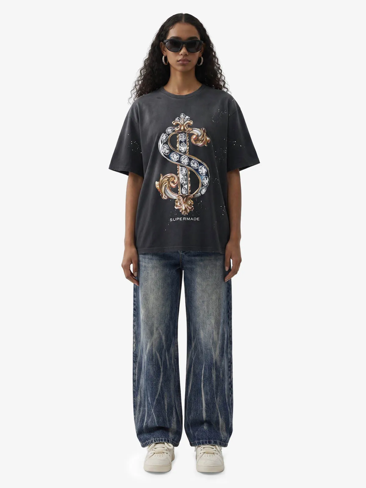 Vintage Rhinestone Dollar Graphic T-Shirt sold by Thesupermade product image thumbnail 4