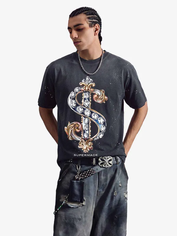 Vintage Rhinestone Dollar Graphic T-Shirt made by Thesupermade
