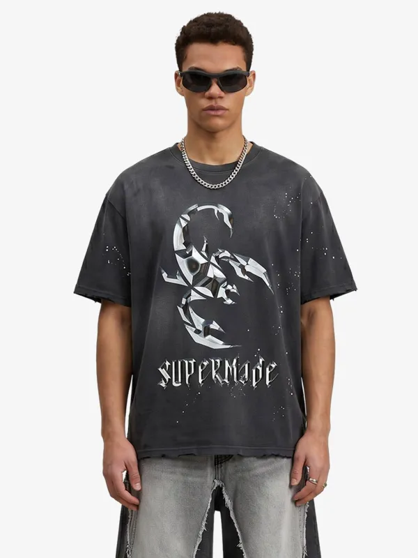 Vintage Scorpion Graphic Washed T-Shirt made by Thesupermade