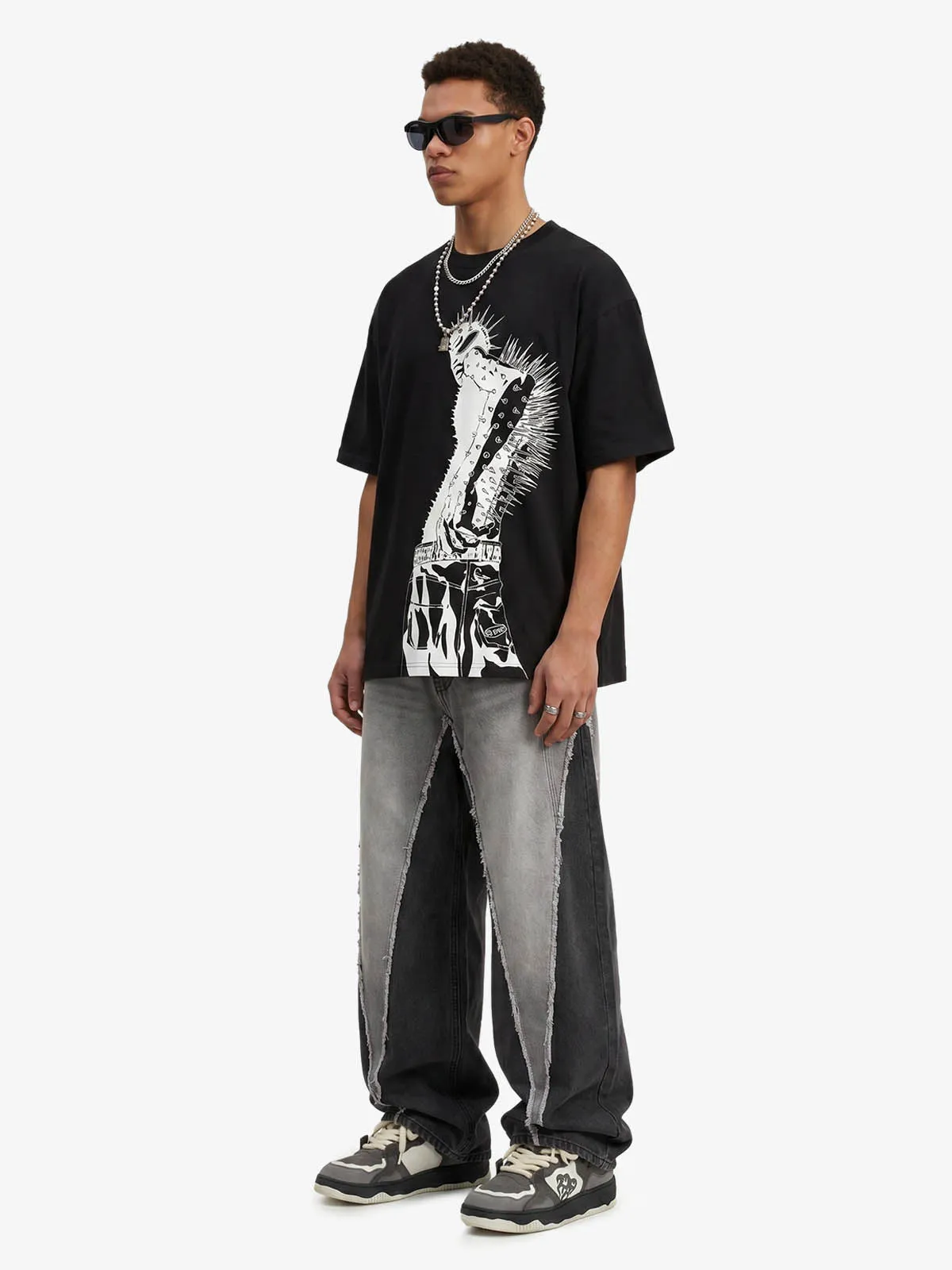 Punk Spiked Graphic T-Shirt sold by Thesupermade product image thumbnail 3