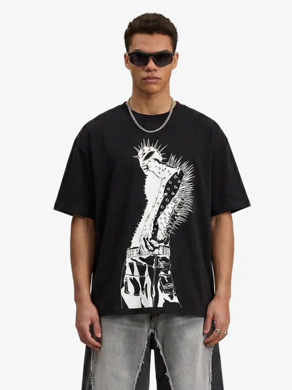 Punk Spiked Graphic T-Shirt made by Thesupermade