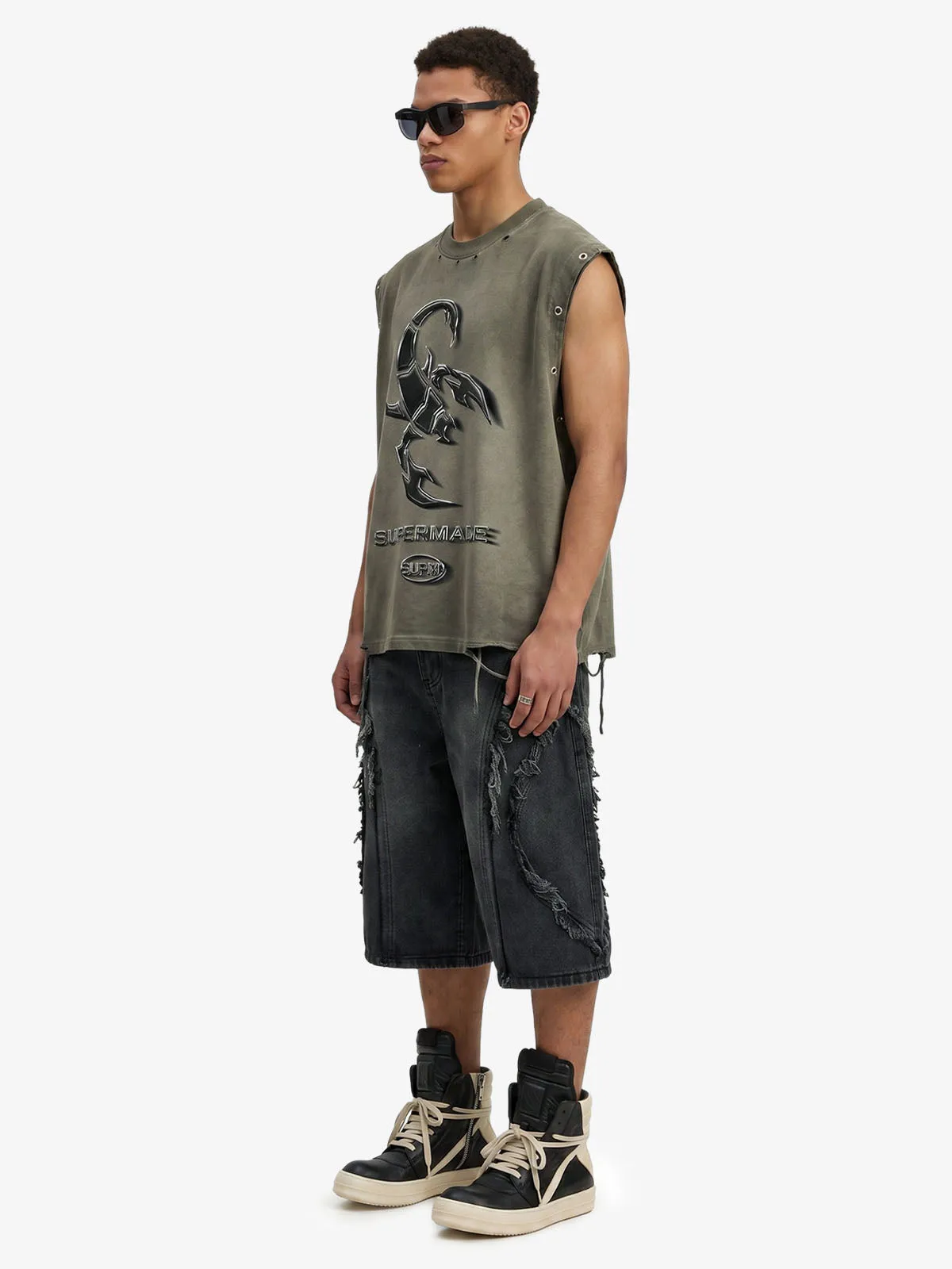 Vintage Chrome Scorpion Washed Sleeveless T-Shirt sold by Thesupermade product image thumbnail 4