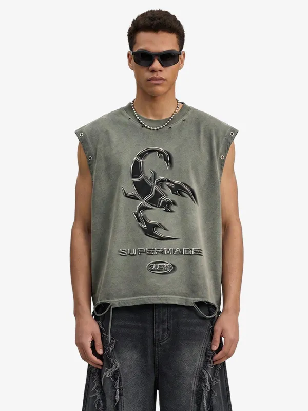 Vintage Chrome Scorpion Washed Sleeveless T-Shirt made by Thesupermade