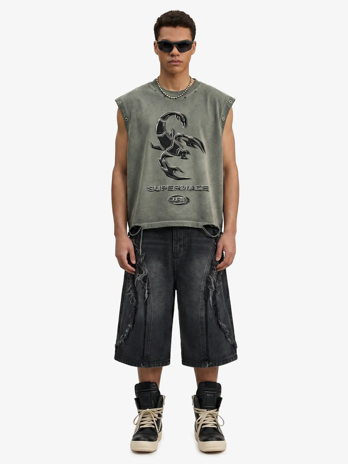 Vintage Chrome Scorpion Washed Sleeveless T-Shirt sold by Thesupermade product image thumbnail 3