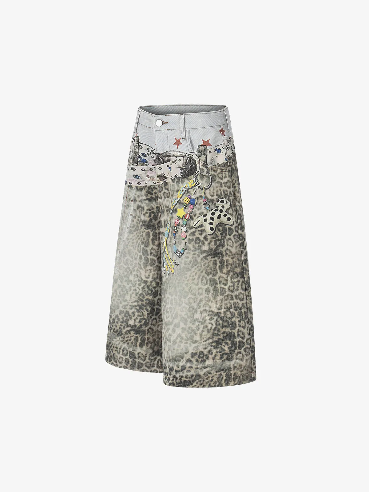 Charm Detail Leopard Denim Shorts sold by Thesupermade product image thumbnail 3