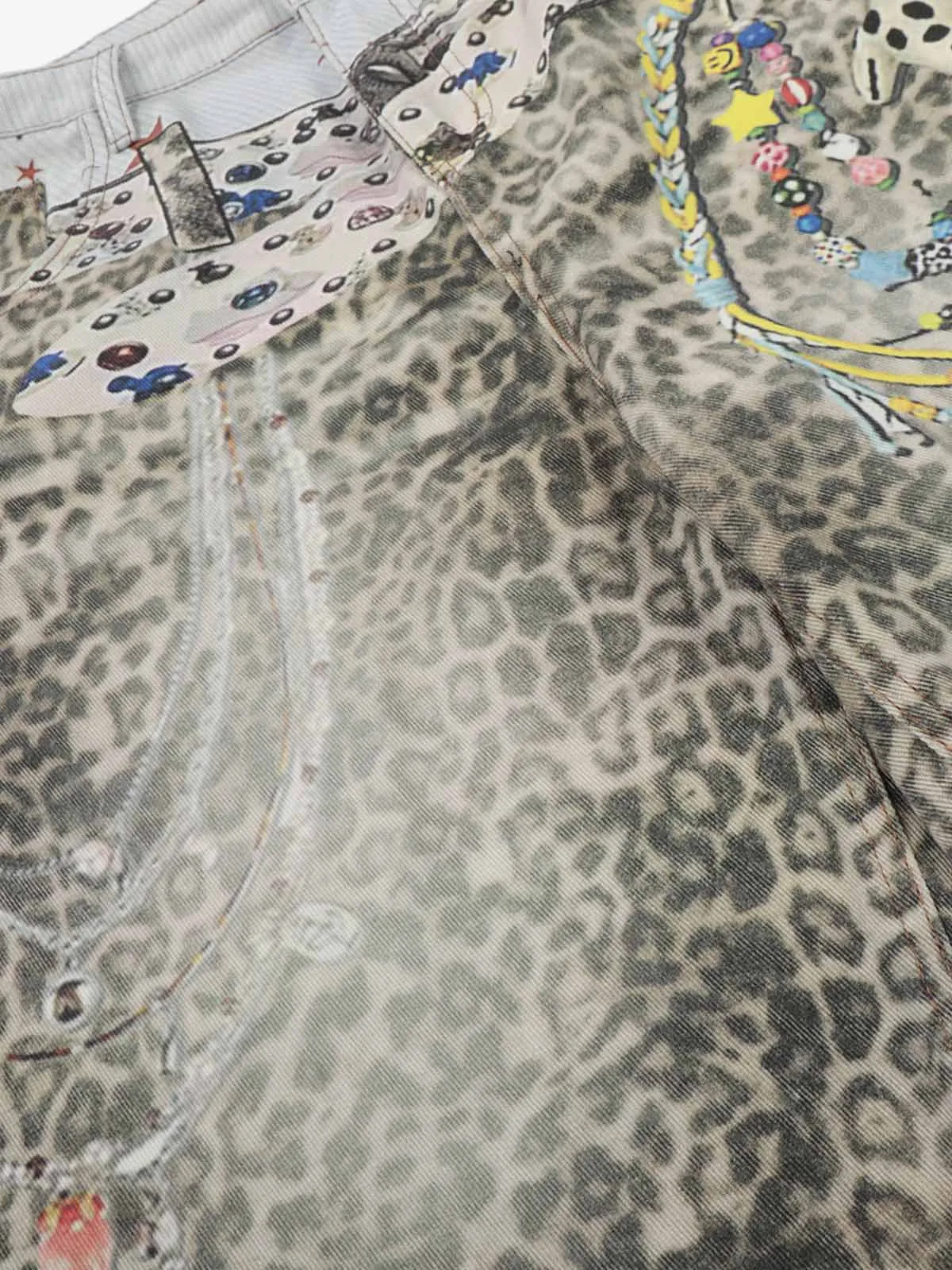 Charm Detail Leopard Denim Shorts sold by Thesupermade product image thumbnail 5