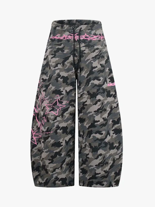 Y2K Camo Pink Print Barrel Sweatpants made by Thesupermade