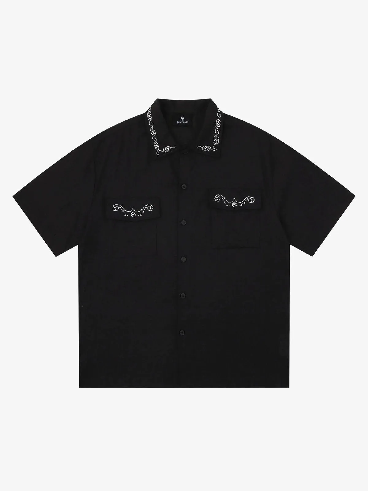 Retro Beaded Detail Short Sleeve Shirt sold by Thesupermade product image thumbnail 2