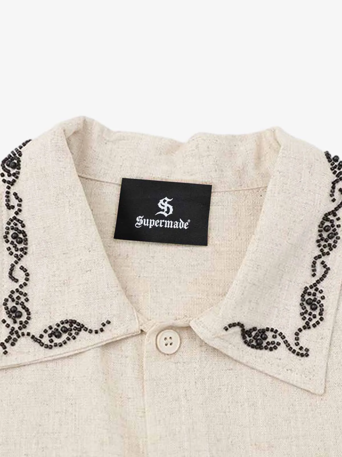Retro Beaded Detail Short Sleeve Shirt sold by Thesupermade product image thumbnail 4
