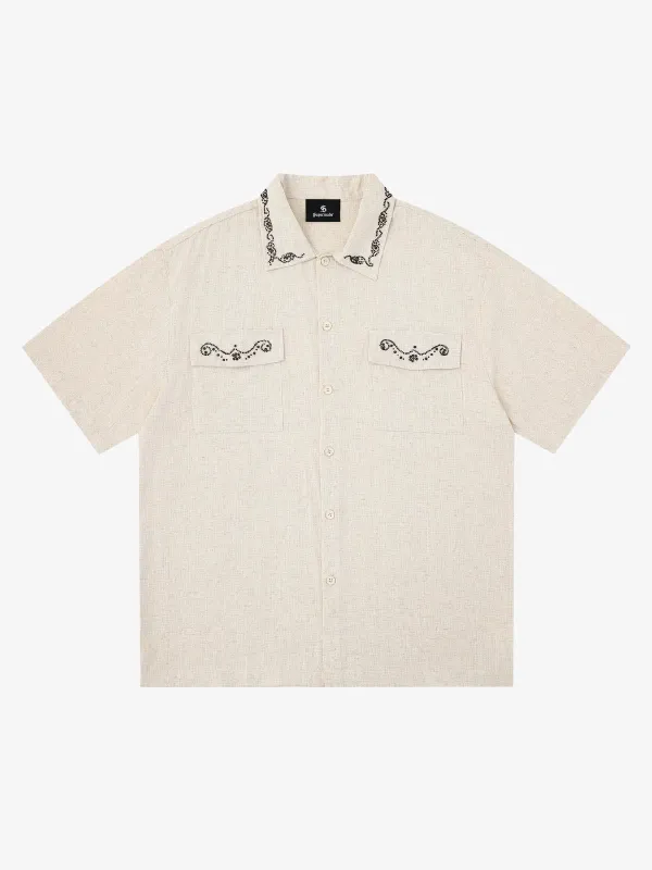 Retro Beaded Detail Short Sleeve Shirt made by Thesupermade