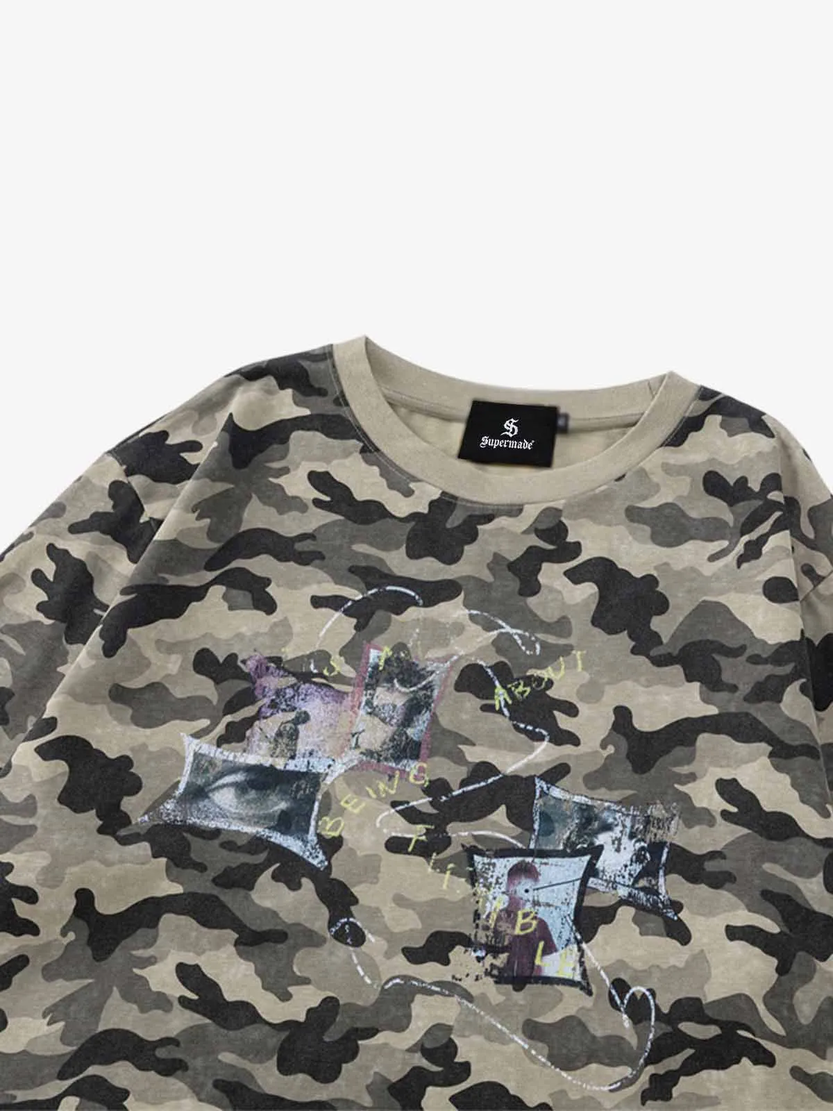 Camo Photo Collage Graphic T Shirt sold by Thesupermade product image thumbnail 4