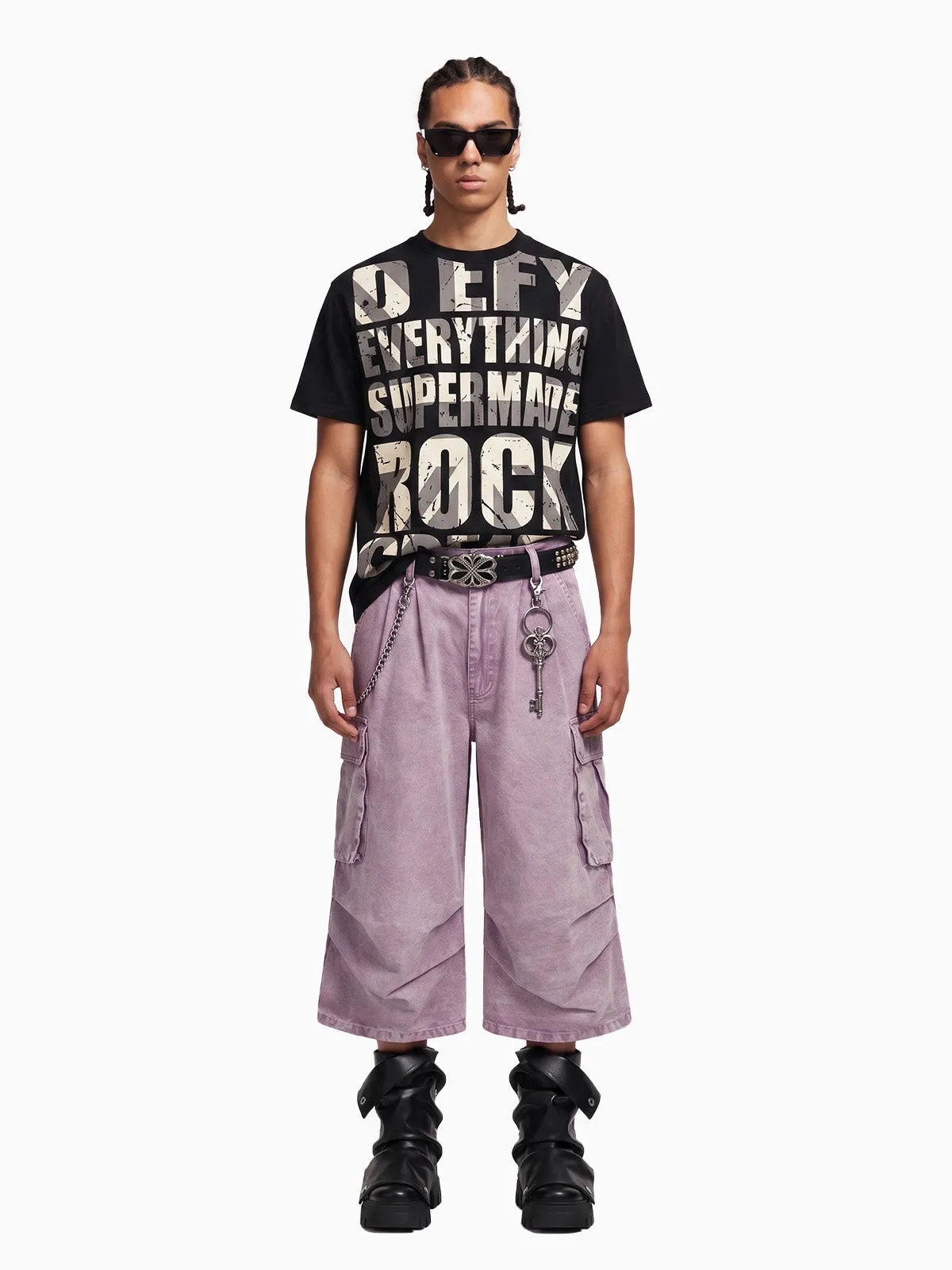 Distressed Typographic Rock Graphic Oversized T-Shirt sold by Thesupermade product image thumbnail 4