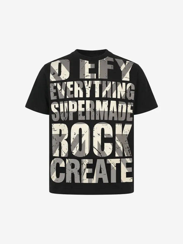 Distressed Typographic Rock Graphic Oversized T-Shirt made by Thesupermade
