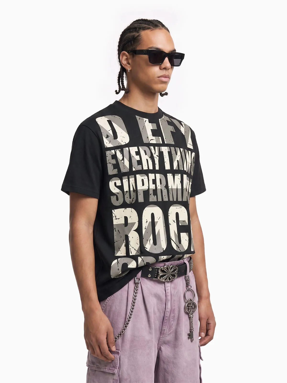 Distressed Typographic Rock Graphic Oversized T-Shirt sold by Thesupermade product image thumbnail 5
