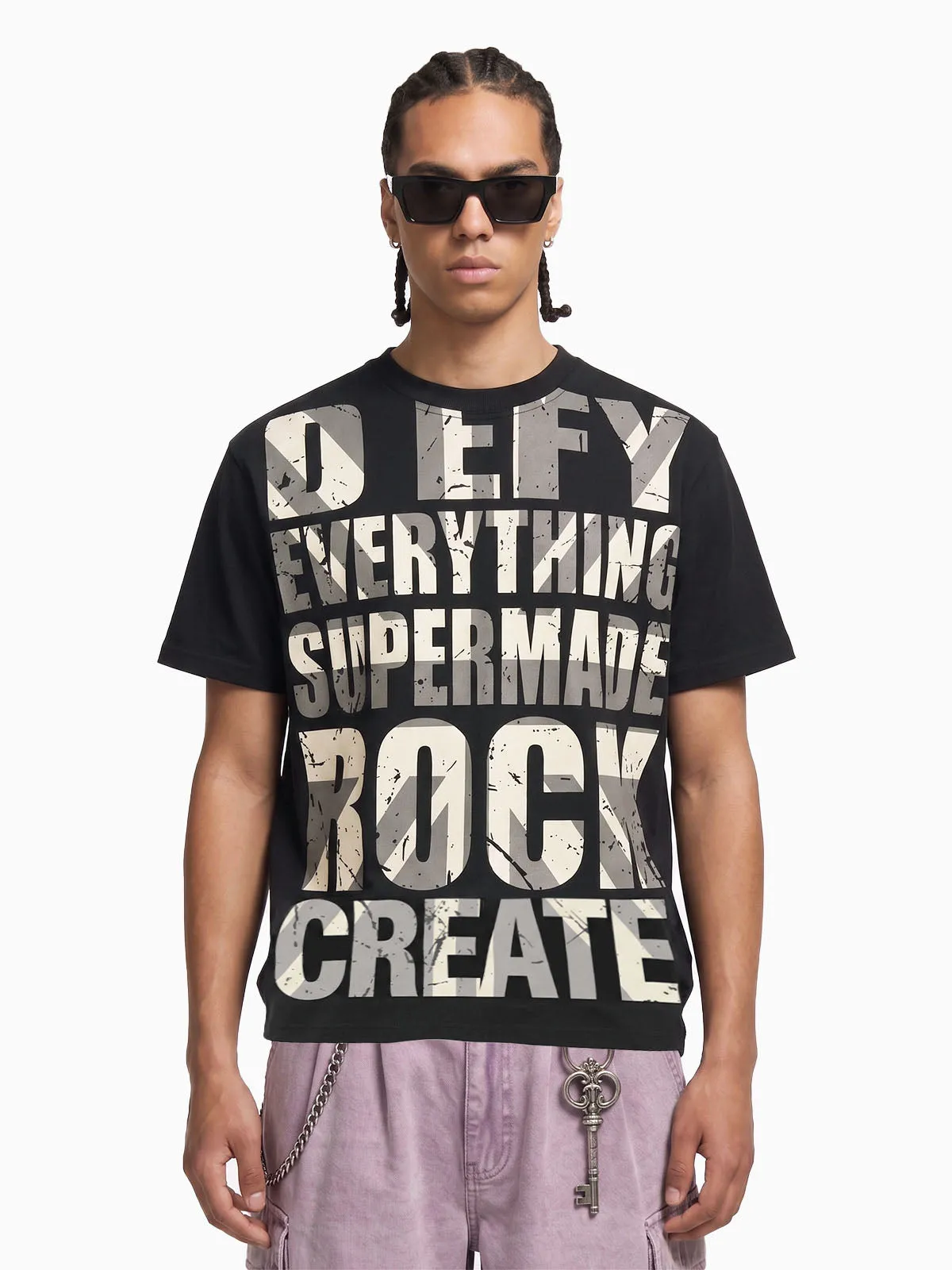 Distressed Typographic Rock Graphic Oversized T-Shirt sold by Thesupermade product image thumbnail 2