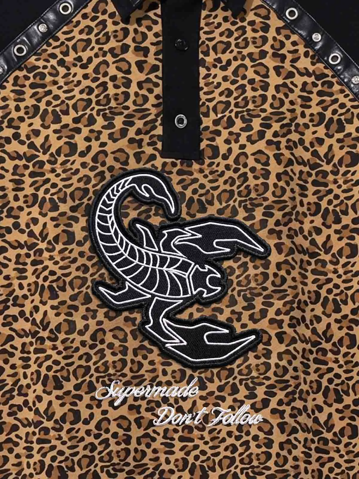 Vintage Leopard Scorpion Graphic Oversized Polo Shirt sold by Thesupermade product image thumbnail 4