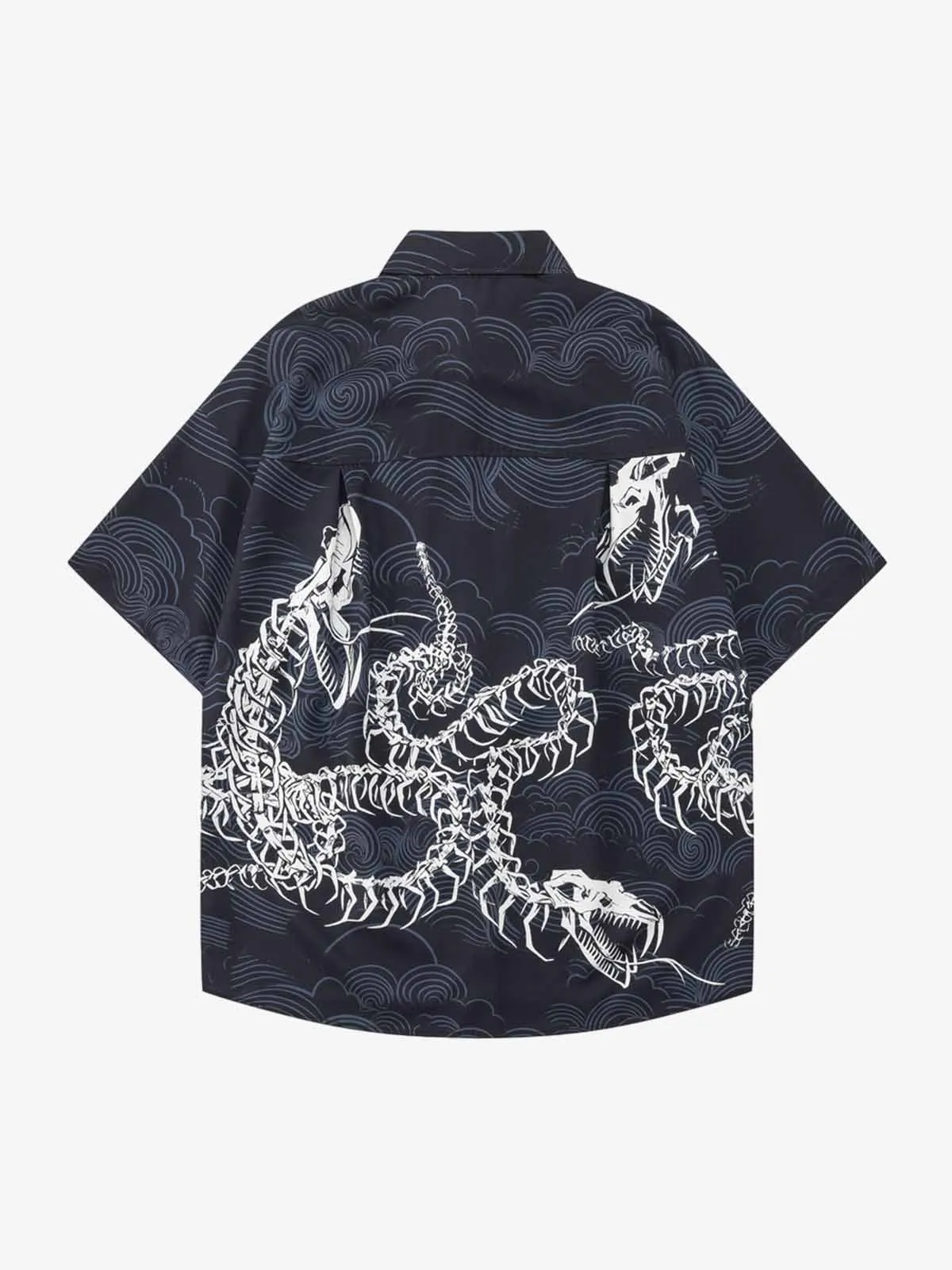 Japanese Wave Dragon Skeleton Camp Collar Shirt sold by Thesupermade product image thumbnail 5