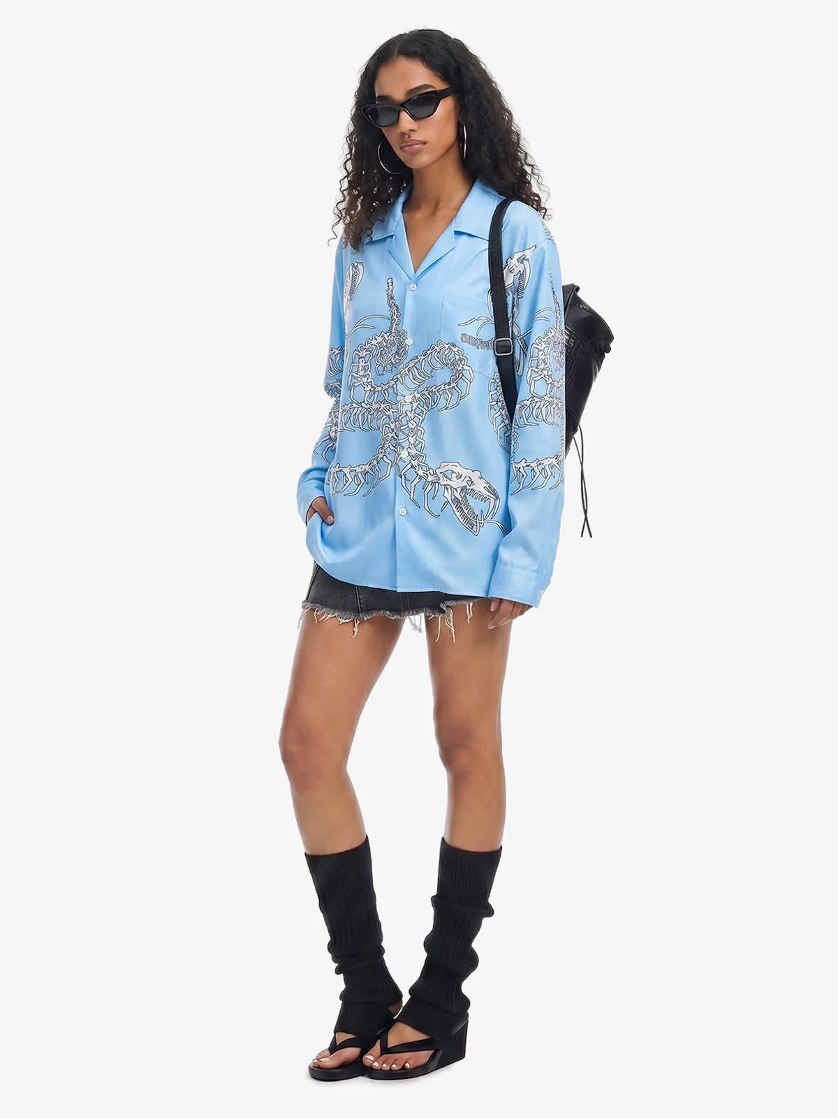Gothic Dragon Bone Print Longsleeve Shirt sold by Thesupermade product image thumbnail 5