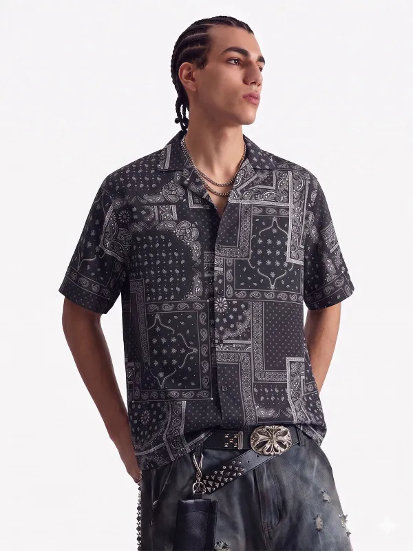 Vintage Bandana Patchwork Camp Collar Shirt made by Thesupermade