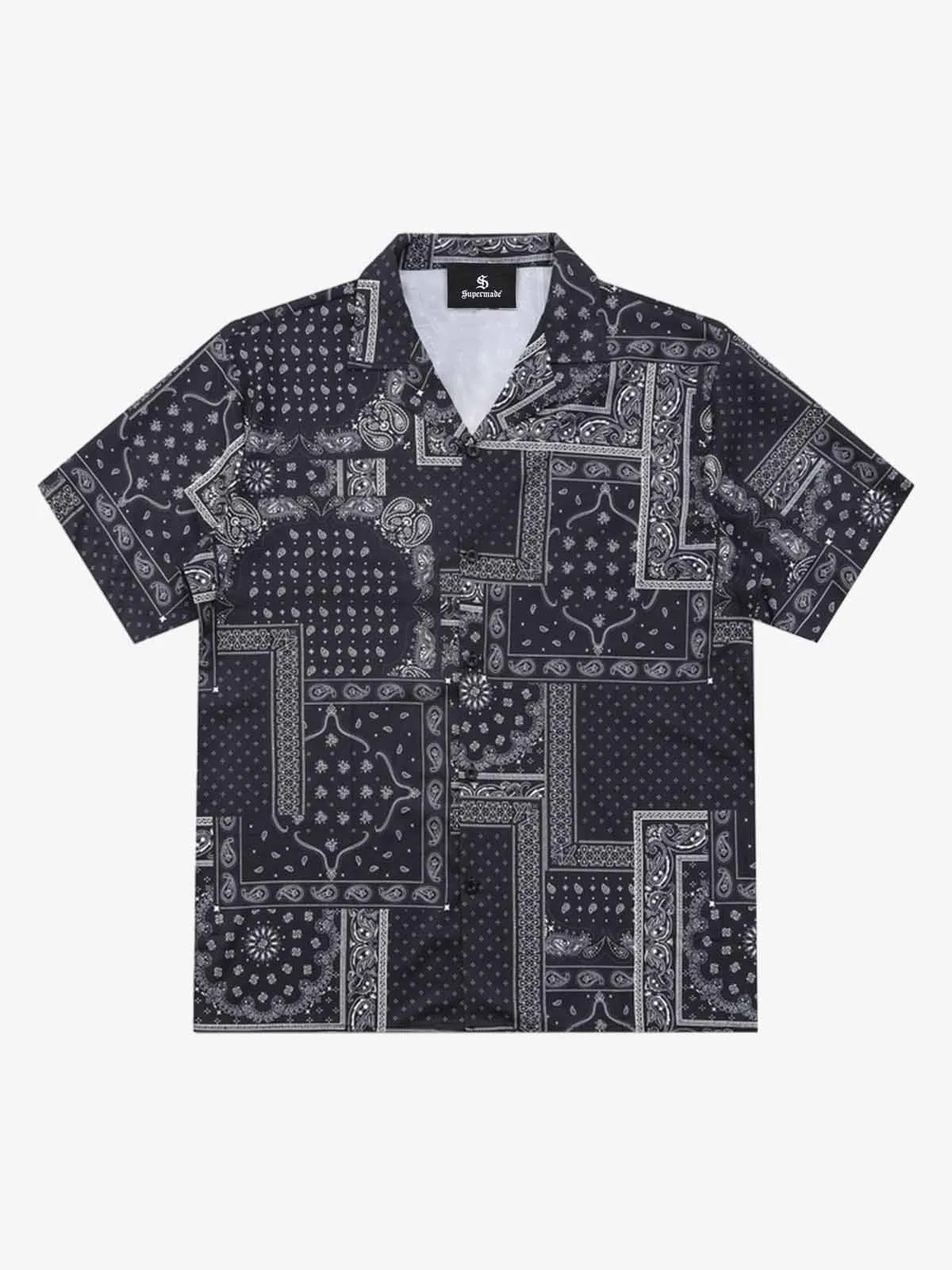 Vintage Bandana Patchwork Camp Collar Shirt sold by Thesupermade product image thumbnail 2